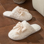 Women's Slippers Cute Bow Exquisite Winter Indoor Warm Comfort Breathability Soft Soled Fashion Home Casual Shoes