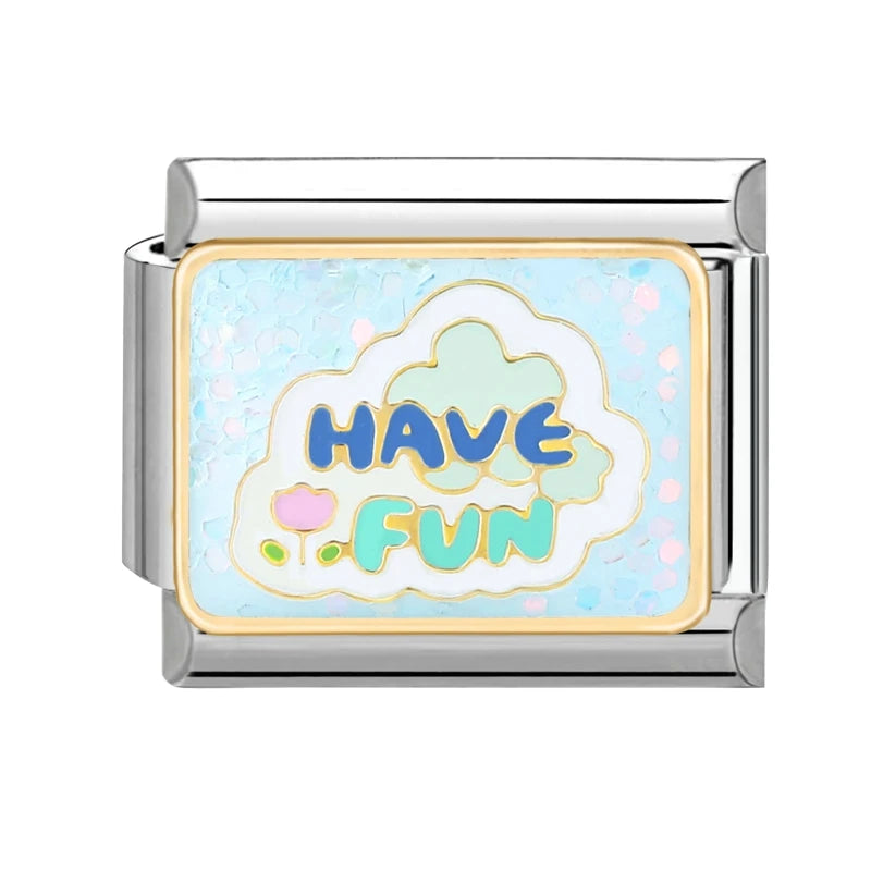 Y2K Charm Cherry Blessings Skirt Balloon Italian Charm Links Fit 9mm Bracelet Stainless Steel DIY Jewelry Making Birthday Gift