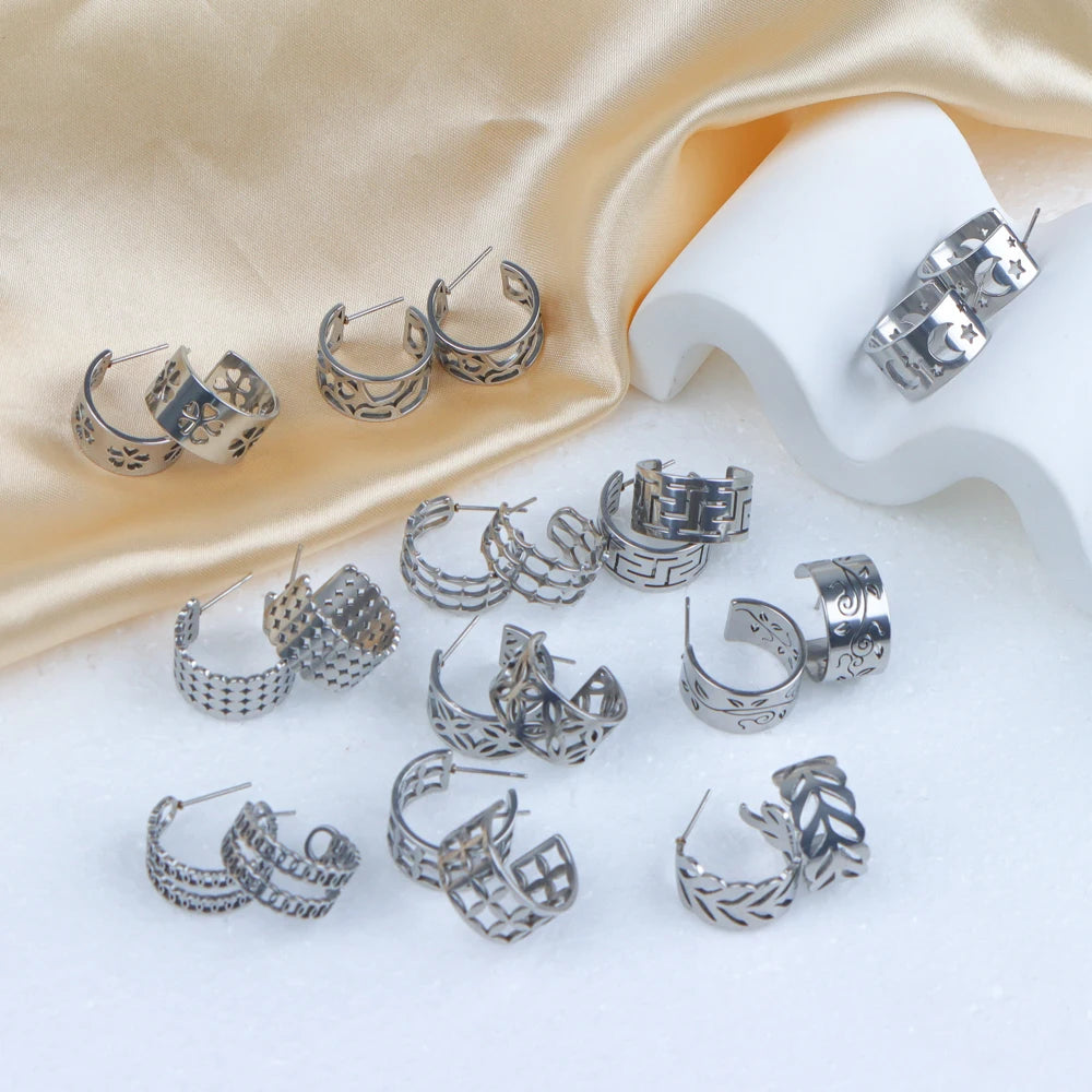 10Pairs/Lot Fashionable Women's Stainless Steel Earrings, Daily Jewelry Accessories Gifted To Friends, Randomly Shipped