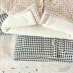 Winter Baby Girl Clothing  Plaid Coat Warm Fleece Lined Cartoon Bear Embroidery Children Cotton Padded Jacket