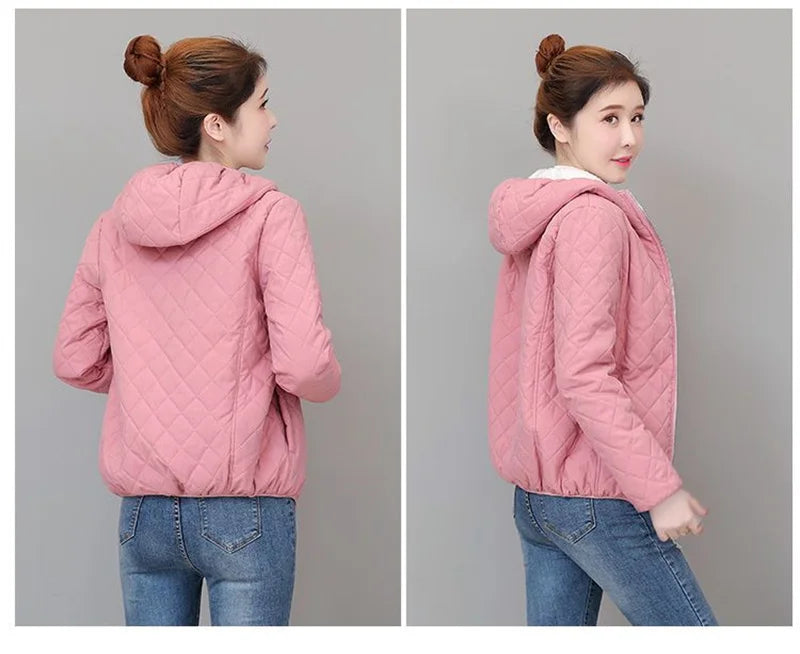 Winter Lambswool Coat 2025 Small Cotton-Padded Coat Women's Short Parkas Warm Cotton Jacket Joker Hooded Outwear Ladies Overwear