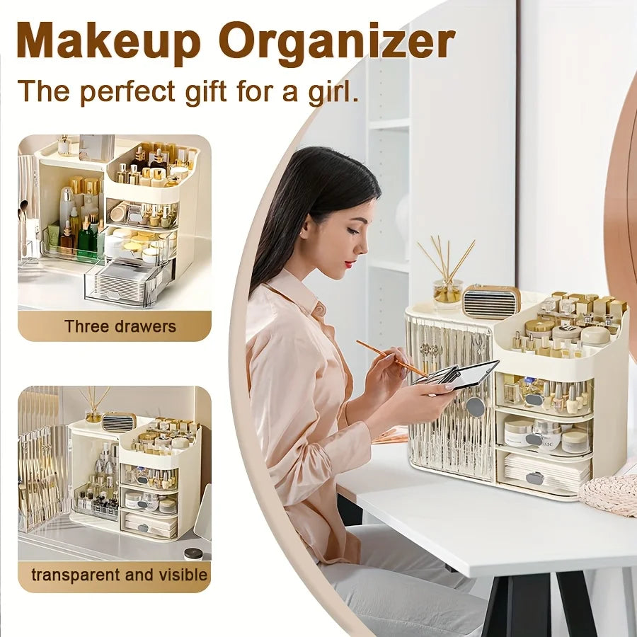 Makeup Storage Box And Light Beige Care Product Storage Box, A High-capacity Cosmetic Storage Solution. Cosmetic Storage