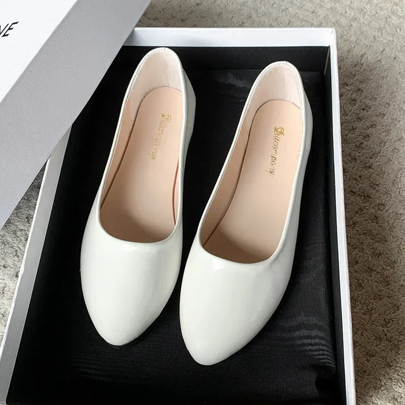 Women Candy Color Ballet Flats White Wedding Shoes Woman Flats Patent Leather Slip on Shoes Zapatos Mujer Ladies Boat Shoes NEW