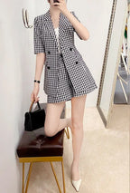 Women's 2 Pant Set Black Baggy Two Pieces Sets Pants for Woman Plaid Outfits Blazer and Trousers Suits Korea Stylish Groups of D