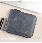 Men's wallet short version 2025 new solid color youth simple three fold wallet multifunctional student zipper coin purse