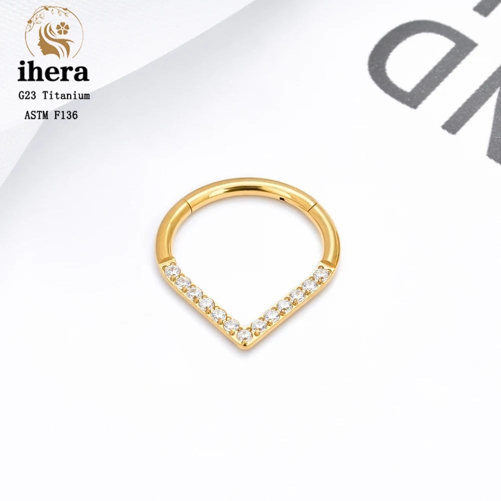 G23 Titanium F136 Water Drop Nose Septum Clicker Ring 16G CZ Hinged Segment Earring Ear Cartilage Daith Helix Piercing Jewelry