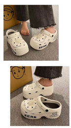 Women Slippers Cute Cartoon Platform Fashion Clogs Summer Shoes Woman Beach Slides Thick Bottom DIY Flower Female Street Sandals