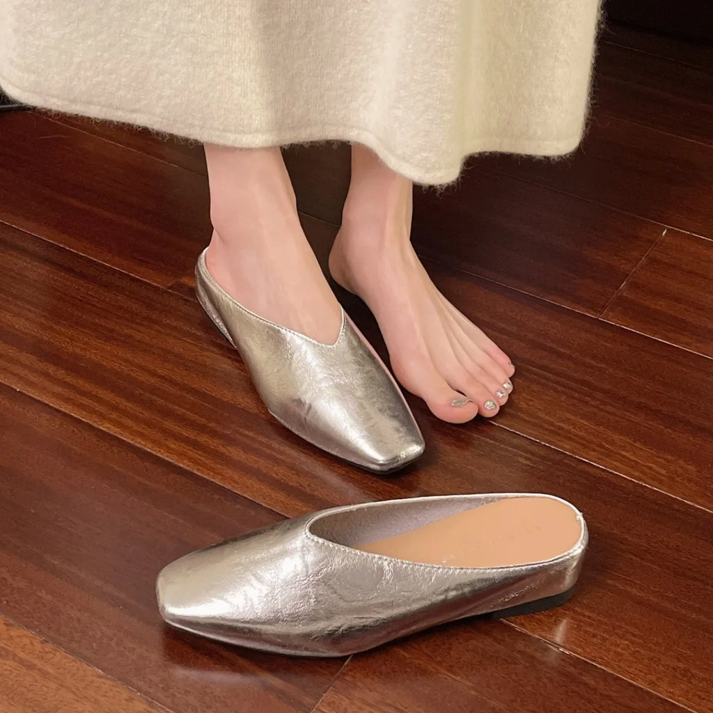 Women Slippers 2025 New Square Toe Elegant Sandals Women Summer Luxury Designer Shoes Comfortable Slip on Slippers Slides Women