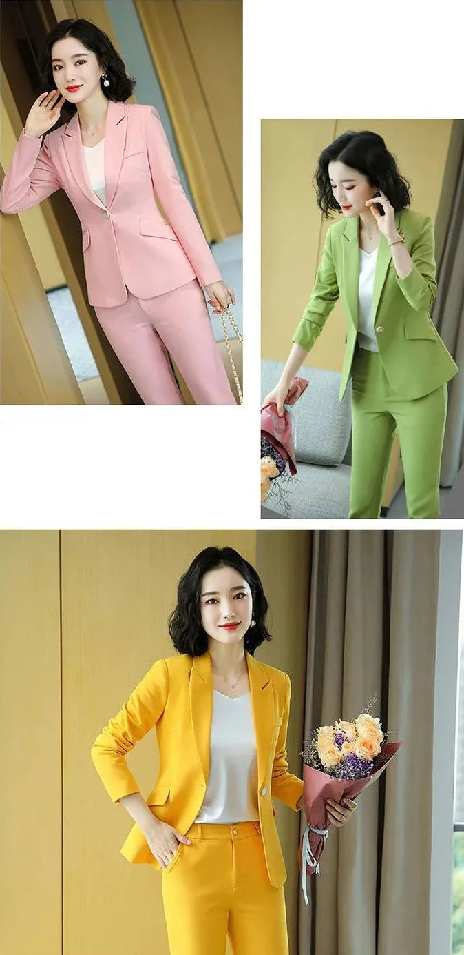 Women's 2 Pant Set Fashion Trousers Suits Office Outfits Professional Wear To Work Two Pieces Sets Pants for Woman Blazer and D