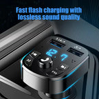 Car Hands-free Bluetooth-compaitable 5.0 FM Transmitter Car Kit MP3 Modulator Player Handsfree Audio Receiver 2 USB Fast Charger