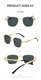 Men Driving Sunglasses Vintage Steampunk Square Sunglasses Metal Frame with Spring Hinges Women Eyepiece Trendy Driver Glasses