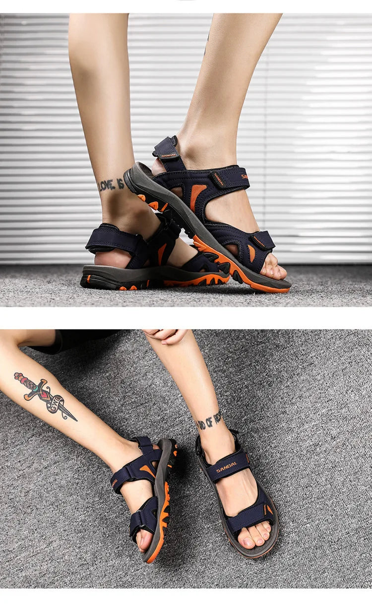 Men's Sandals 2022 Beach and Sea Casual Shoes Sandal for Men Summer Male New Slippers Wears Genuine Leather Man Flip Flops