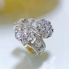 SpringLady  925 Sterling Silver Sparkling Full High Carbon Diamond Flowers Rings For Women Wedding party Fine Jewelry