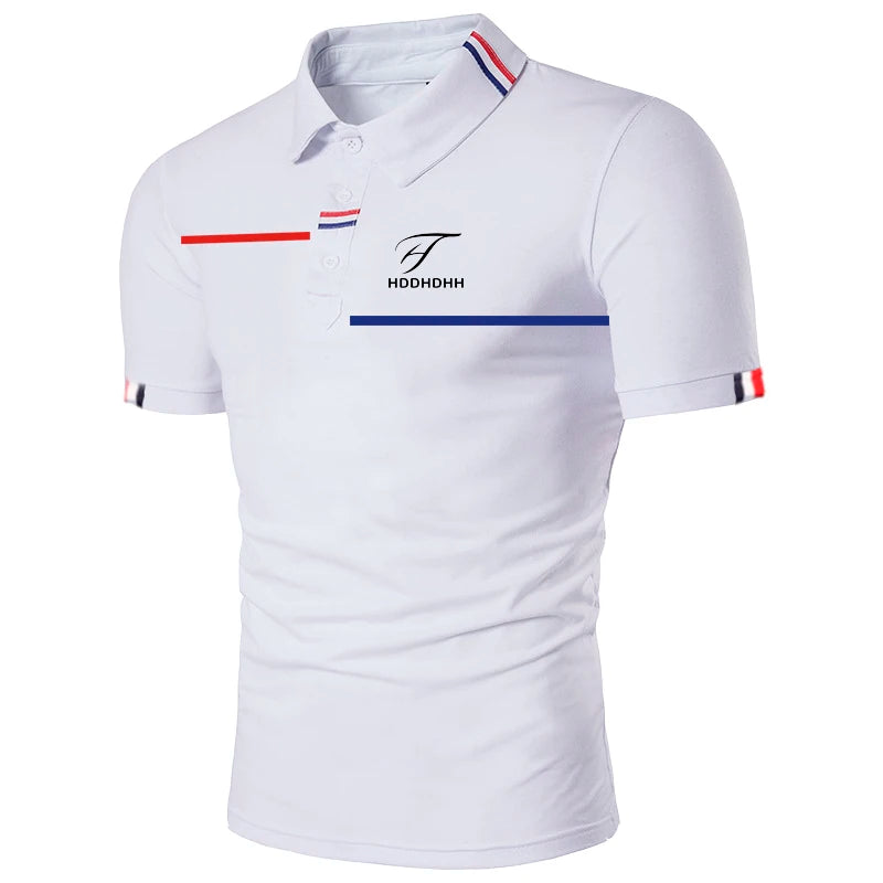 Men's new short sleeved polo shirt with a collar, fashionable and casual