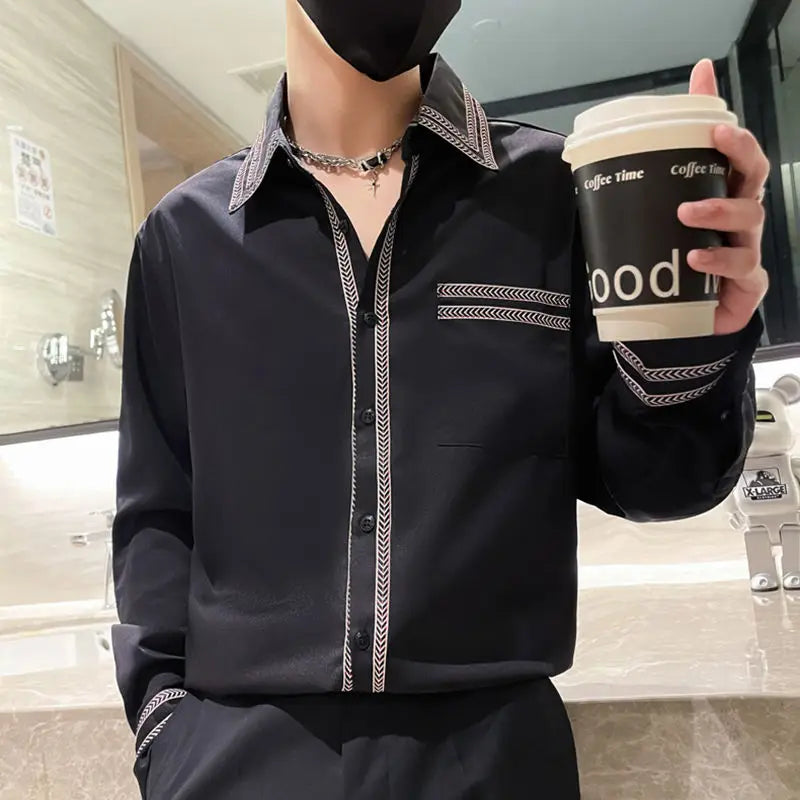 Men Long Sleeve Shirt Casual Fashion Stylish Versatile Top