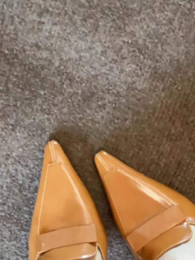 2025 Early Spring New High Heels for Women's Sexy Leather Small Square Buckle Pointed Toe Shallow Mouth Elegant Slim Heels Shoes