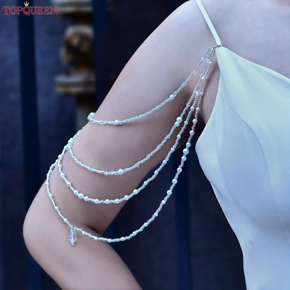 TOPQUEEN SG04 Jewelry Bride Wedding Accessories Crystal Tassel Pendant Necklace Women's Bolero Shawl Dress Shoulder Decoration