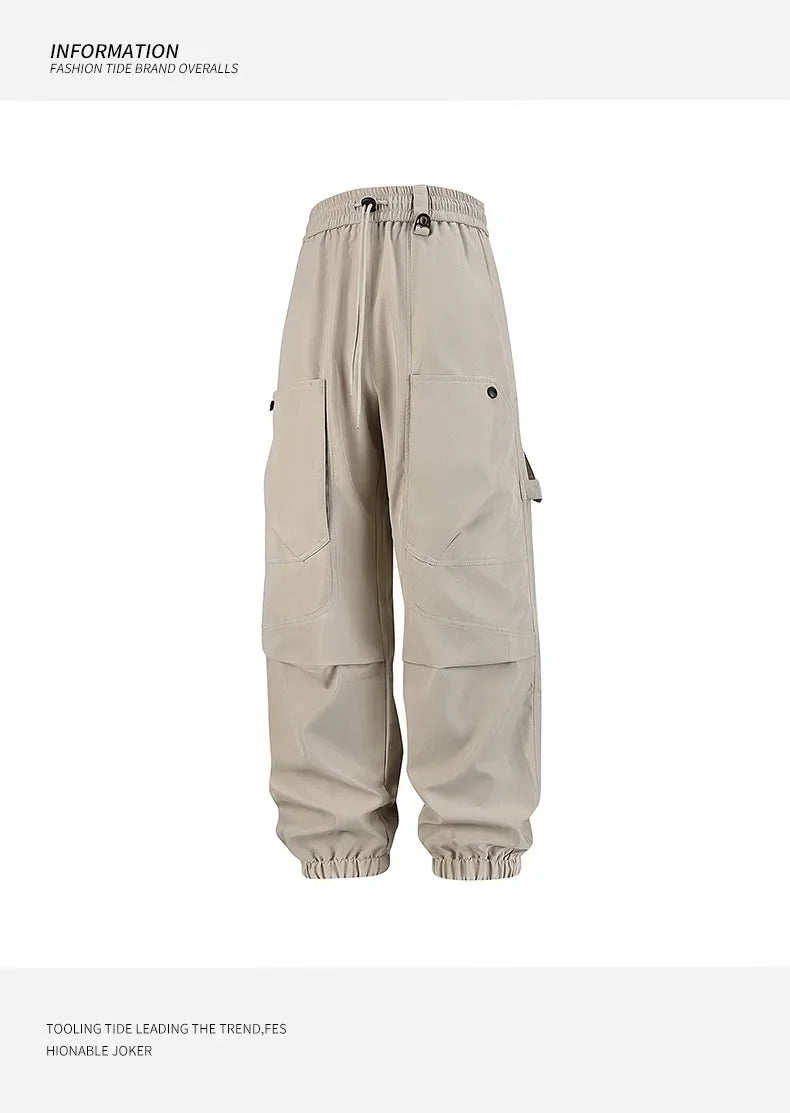 Men's outfit pants are versatile, trendy, loose, straight-leg outdoor work pants and trendy brand tight-fitting windbreakers