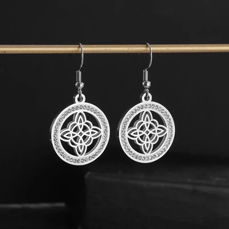 Geometric Heart Shaped Sun Pendant Earrings Stainless Steel Women's Earrings Fashion Charm Hip Hop Trendy Wedding Jewelry