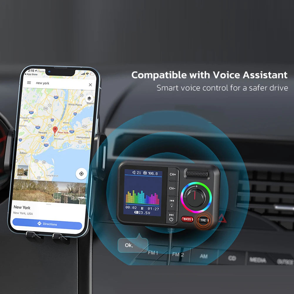 Hands-free Car MP3 Player Dual USB Fast Charging Car Audio Driving Experience Fast Charging Technology LED Backlighting Modes