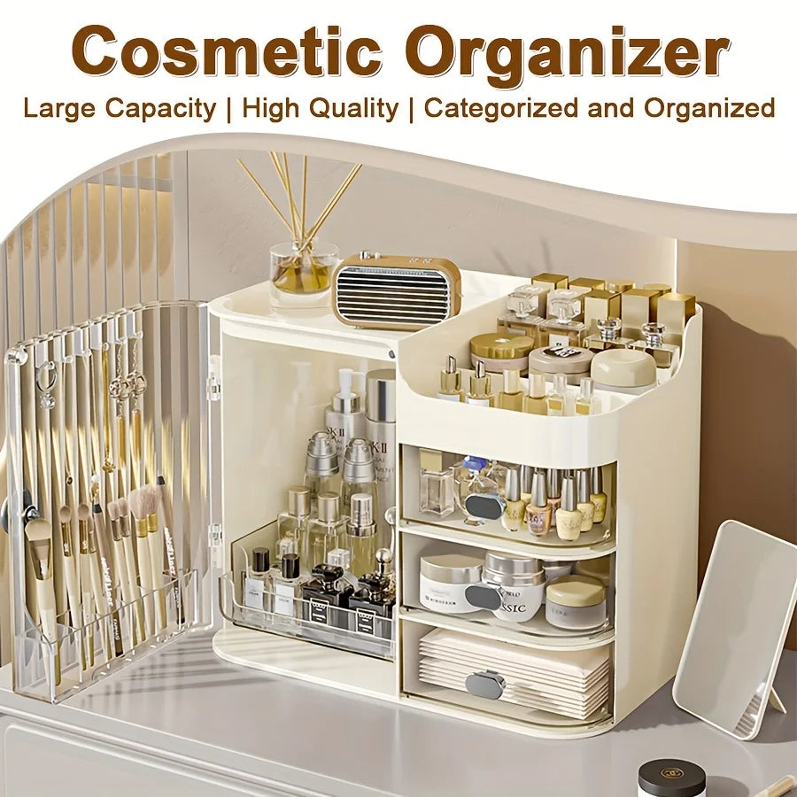 Makeup Storage Box And Light Beige Care Product Storage Box, A High-capacity Cosmetic Storage Solution. Cosmetic Storage
