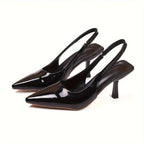 Women Sandals 2024 Spring New Brand Woman Slingback Shoes Fashion Ladies High Heels Elegant Med Heel Pointed Toe Slip on Sandal