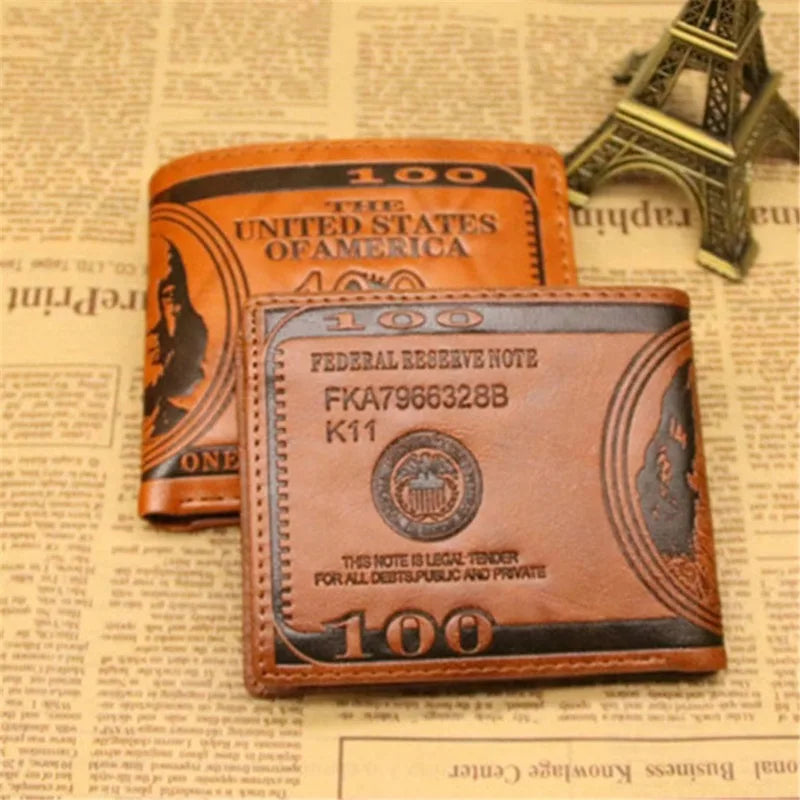 Men Wallets With 100 Us Dollar Pattern Wallet Male PU Leather Wallet Photo Card Holder Fashion Creative Wallet