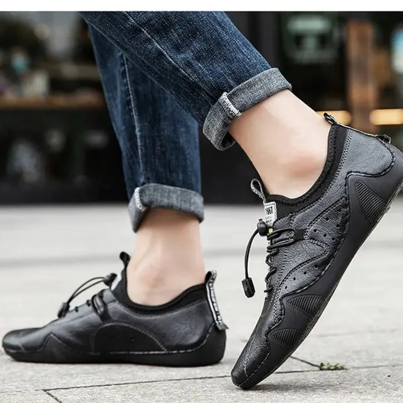 Men's Shoes Fashionable Breathable Comfortable Casual Soled Lace Up Shoes Retro Trendy Versatile Commuting Leather Short Boots
