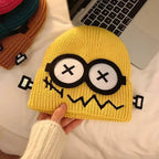 Winter Women Cartoon Hat Cute and Funny Knitted Hat Candy Colored Little Monster Glasses Cute and Warm Hat