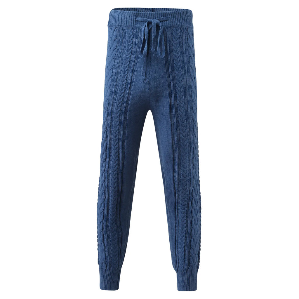Men's Sweater Knitted Pants Solid Color Casual Pants Autumn Winter Warm  Knitted Slim Fit Pants for Male Long Pant