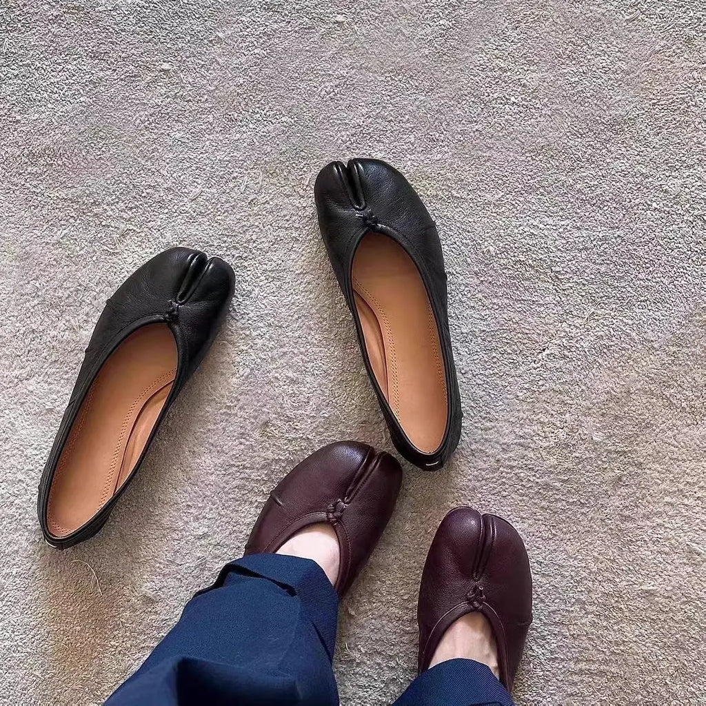 Women Flat Ballet Shoes Tabi Toe-shaped Single Flats Female Pig Hoof Leisure Shoes Soft Mocassins Femmes Casual Shoes Woman