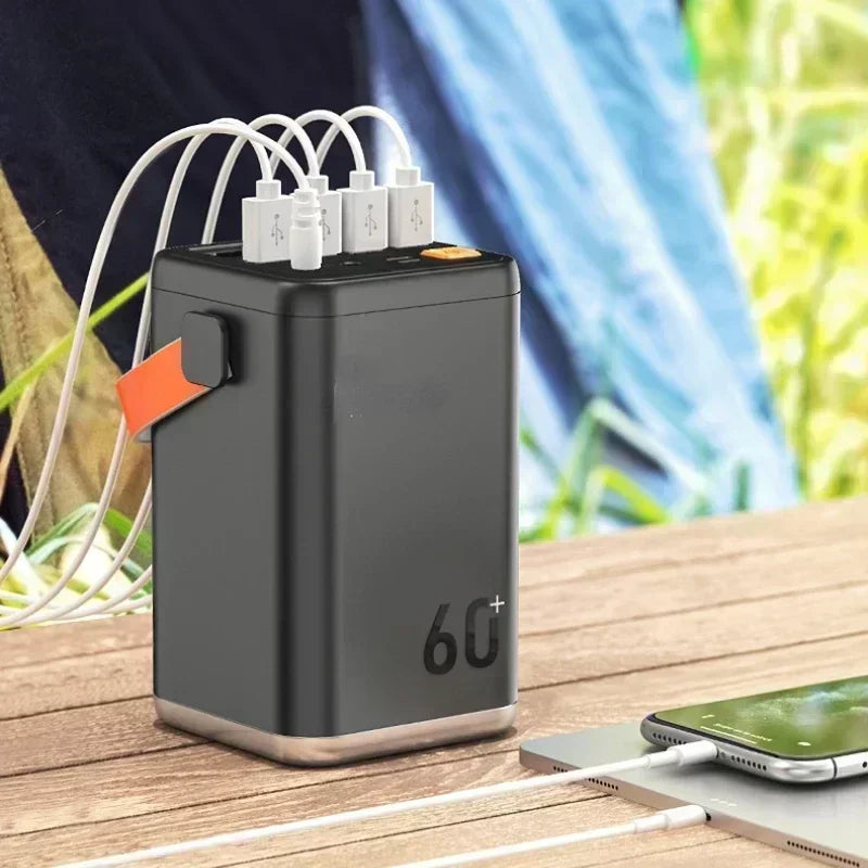 New power bank with large capacity 66W fast charging with cable outdoor camping mobile power supply 60,000 mAh large capacity
