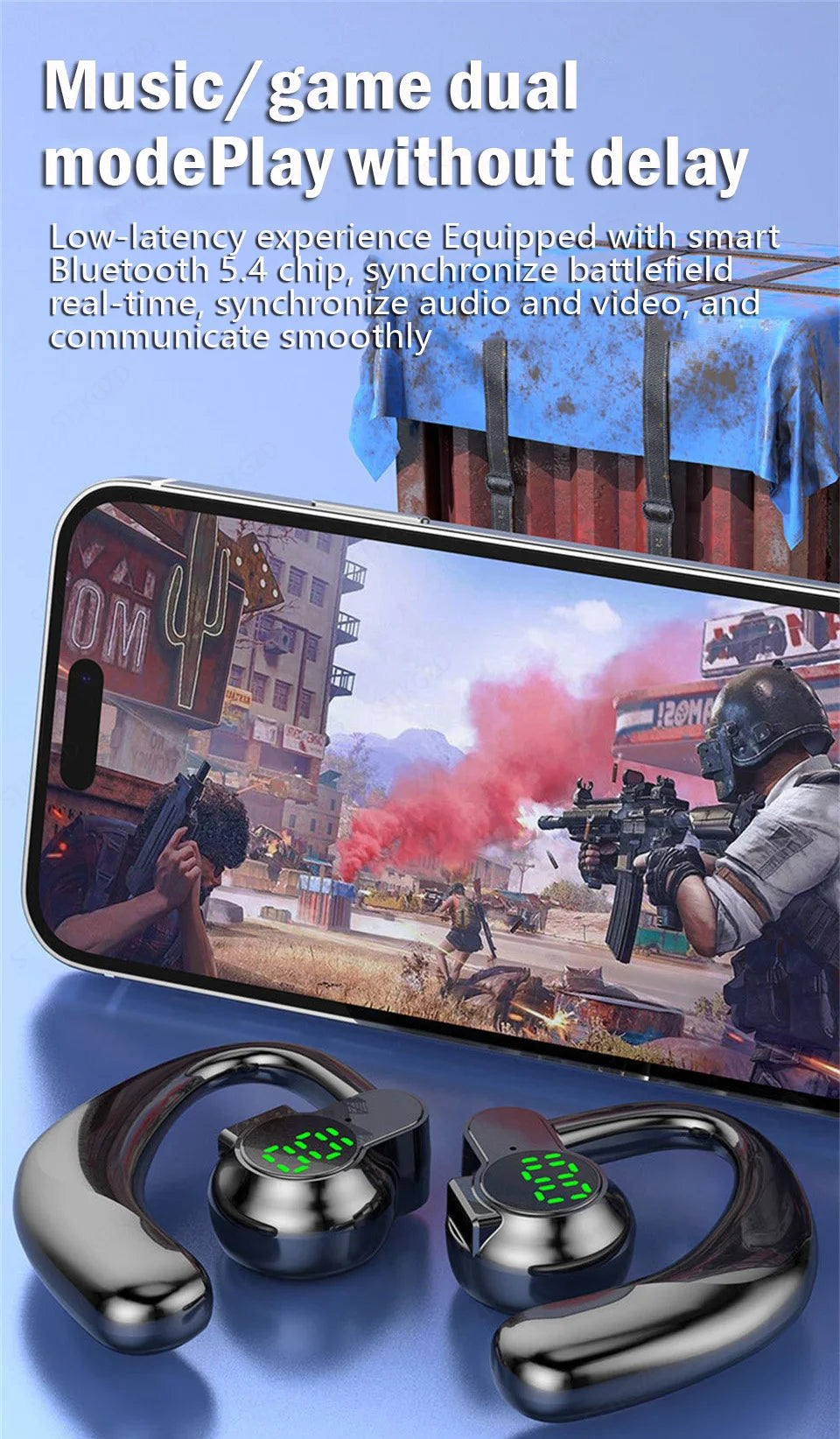 Wireless Bluetooth Headphones Full Open Headset Air Conduction Ear Hook Earphones Handsfree Noise Canceling Audifonos Sports