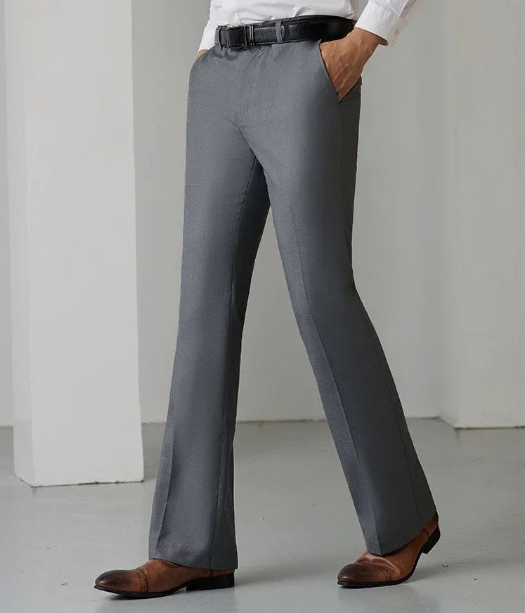 Man Suits Pants Draped Flared Fluid Tight Wide Leg Black Business Social Tailoring Bell Mouth Trousers for Men Up Formal Classic