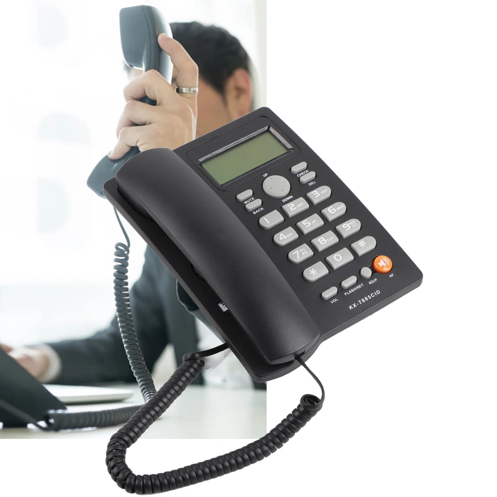 Caller ID Telephone Desktop Corded English Landline Support Handsfree Calling Pause Hold Mute Function for Home Hotel Office