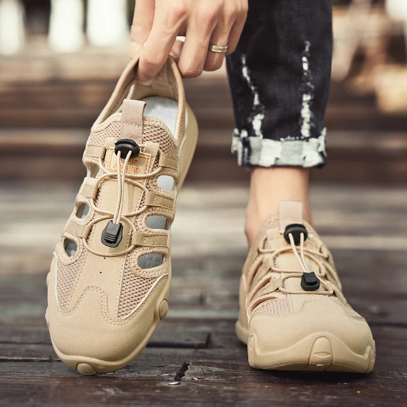 Men's Summer Sandals, Breathable and Comfortable, Cut Out Slip-On Driving Shoes, Walking Shoes, River Tracing Shoes, Wading Shoes, Beach Shoes, Suitable for Outdoor Use