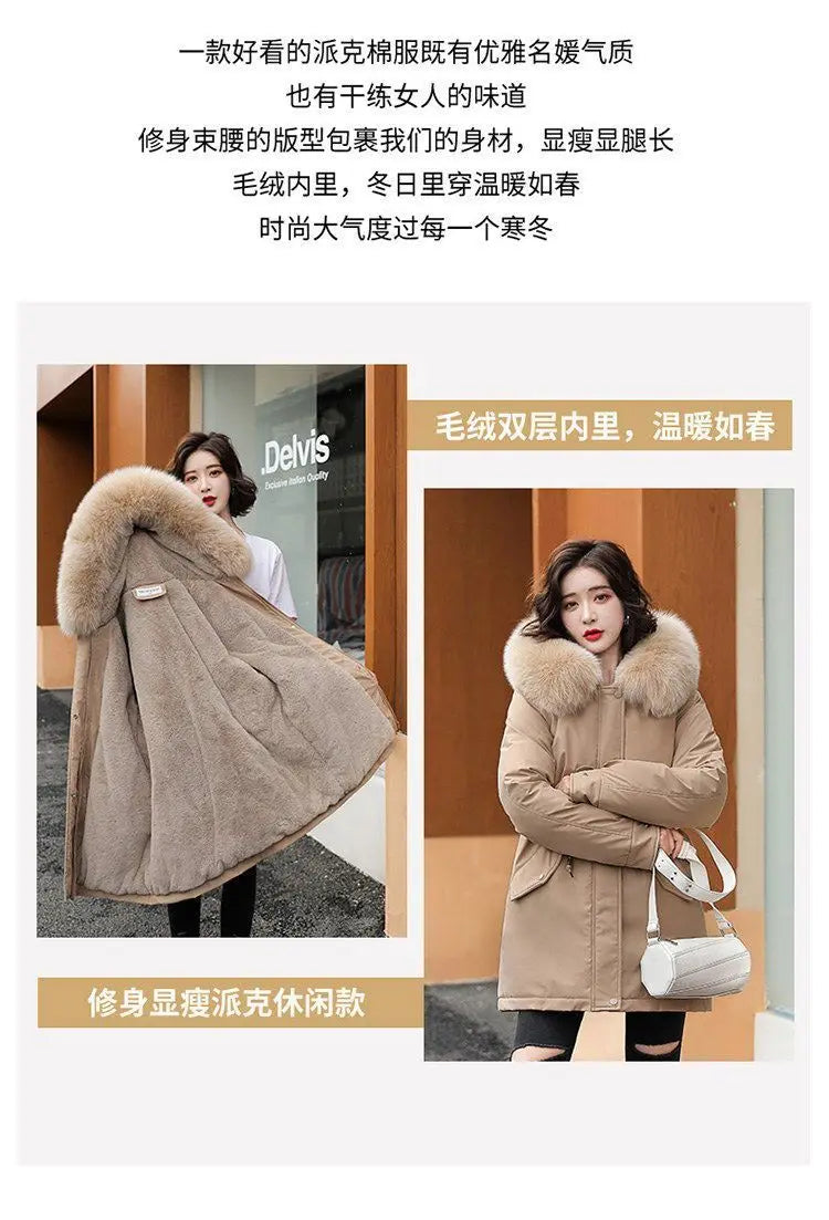 Winter Coat 2025 New Women's Thick Cotton Jacket Women's Medium long Korean version Fur collar Coat Female Warm Parka Overcoat