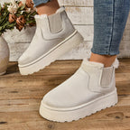 Winter Women Short Plush Warm Snow Boots Casual Shoes  New Suede Fur Chelsea Ankle Boots Flats Platform Ladies Shoes Botas