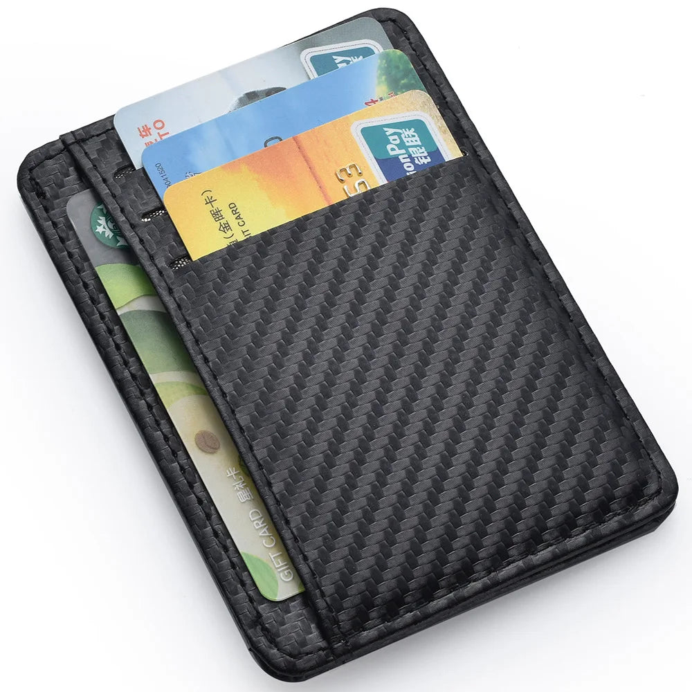 Men's Slim Minimalist Front Pocket Wallets Credit Card Holder Portable Leather Wallets