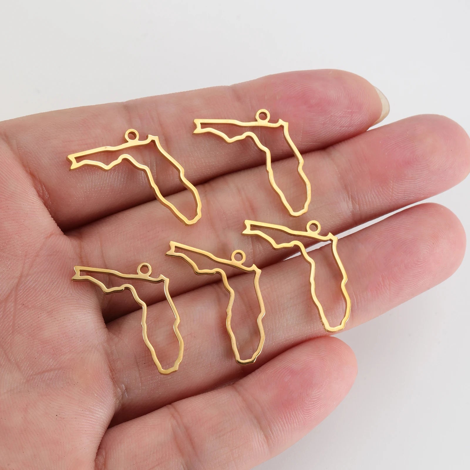 EUEAVAN 10pcs United States New York Washington State Map Pendant for Necklace Stainless Steel Charm DIY Jewelry Making Supplies