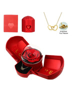 Christmas Custom Name Heart Necklace Creative Castle Double Door Jewelry Box Eternal Rose for Girl Wife Valentine's Day Gifts