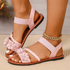 Women Sandals Fashion Flower Wedge Sandals Summer Casual Solid Color Sandals Breathable Beach Shoes Women Sandalias De Mujer