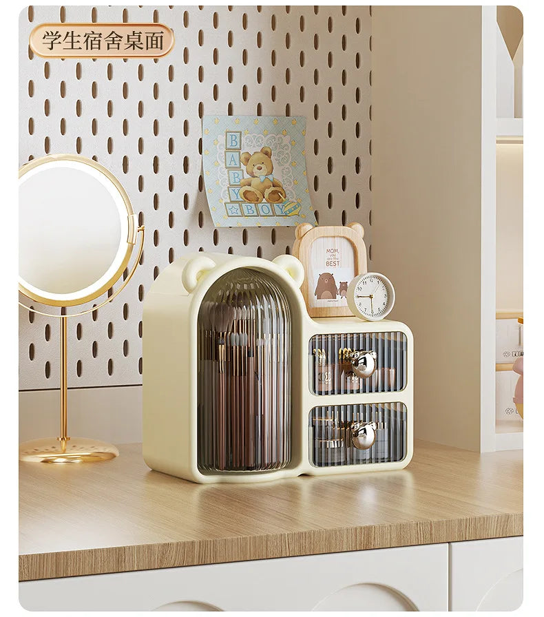 Rotating makeup storage box, desktop organizer, dust-proof cosmetic box, drawer-style cosmetic storage box