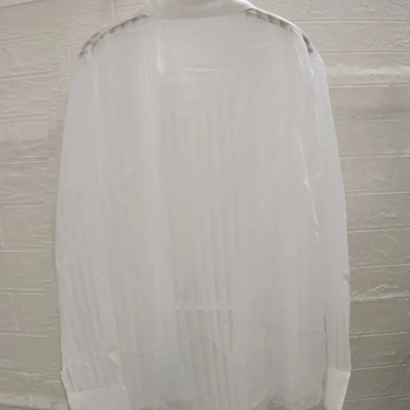 Mens Shirt Perspective Sexy  Large Print Long Sleeved Loose Casual Floral Shirt for Men