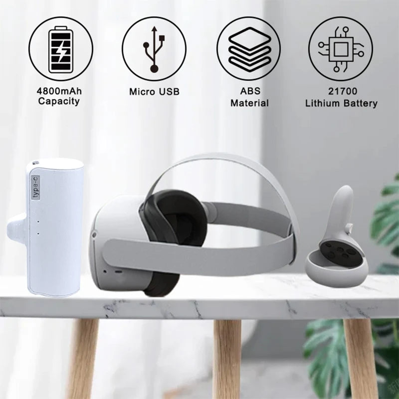 20CB 5000mAh Capacity Type-C Charger Battery Pack for Oculus Quest 2 Battery Pack VR Headset Power Banks