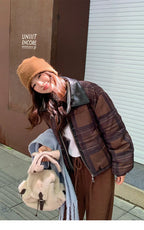 2025 New Korean Winter Women Down Cotton Jacket Parkas Short Cotton Padded Turn Down Collar Ladies Quilted Outerwear