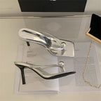 Women High Heels Slippers Designer Heeled Sandals Elegant Shoes Woman Summer 2025 Trend Fashion Fliop Flops Casual Slides Mujer