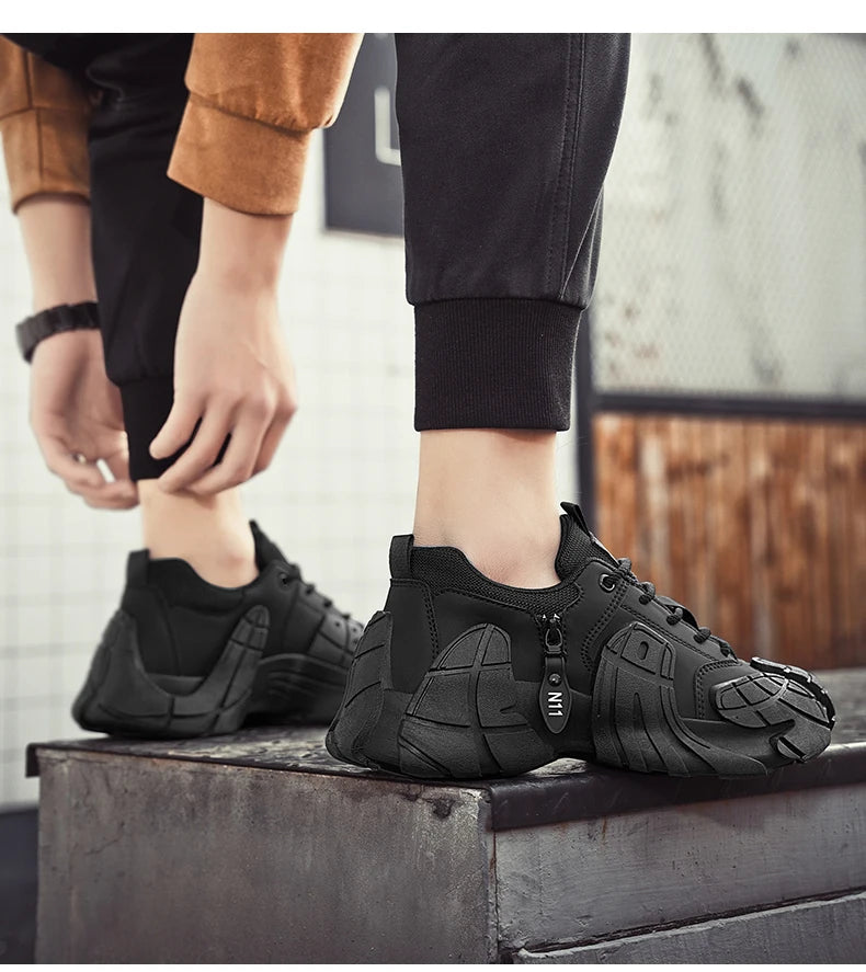 Men's Shoes 2025 Spring New Large-size Outdoor Casual Sneakers Men Thick-soled Trendy Shoes Shock-absorbing Anti-slip