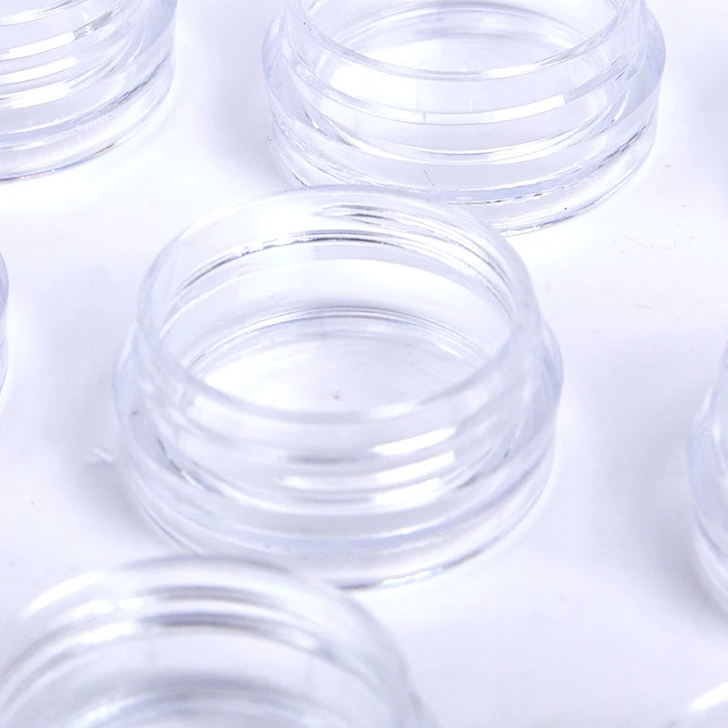 50pcs 5g Sample Clear Cream Jar Mini Cosmetic Bottles Containers Transparent Pot For Nail Arts Small Clear Can Tin For Balm