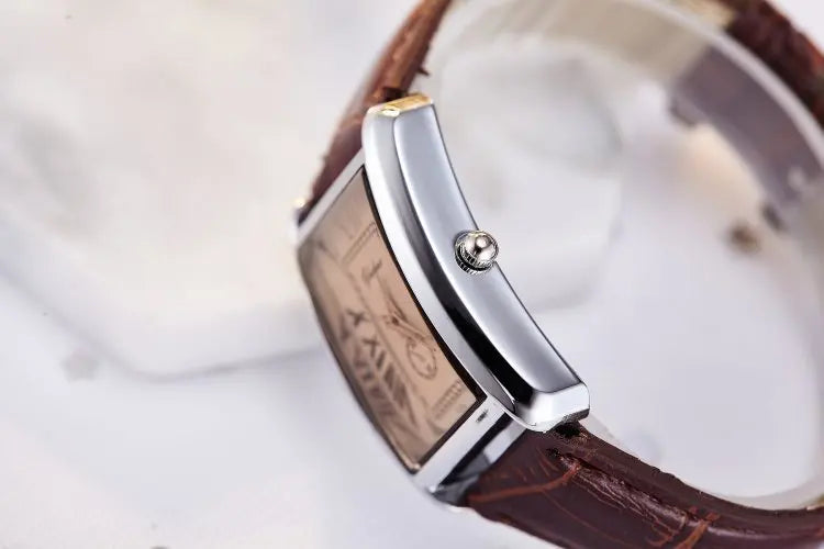 Fashion Couple Watch Luxury Rectangle Dial Women Quartz Watch Men Leather Band Casual Women Leather Wristwatch Relogio Masculino
